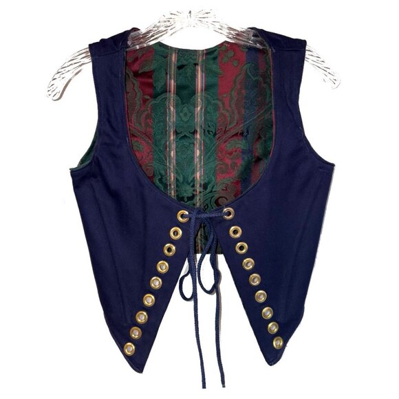 Renaissance Brocade Bodice Reversible Jewel Tone Boned New Approx Sz 8 - Picture 3 of 5